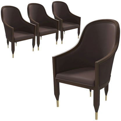 Belle Series Modern Dining Chair in Dark Brown Set of 4