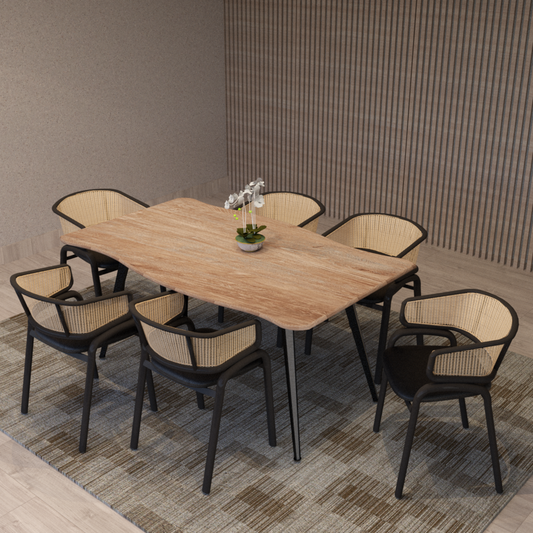 Dining Chair With Stainless Steel Legs Velvet Seat and Wicker Back