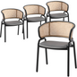 Dining Chair With Stainless Steel Legs Velvet Seat and Wicker Back
