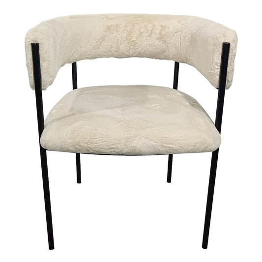 Cyril Collection Modern Chair in White Faux Fur Set of 2