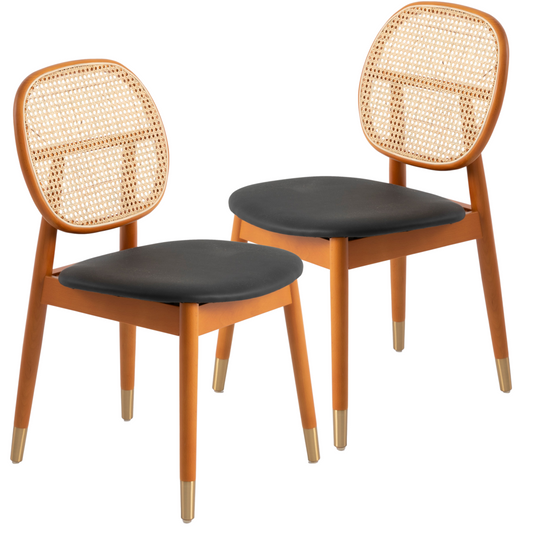 Holbeck Wicker Dining Chair with Upholstered Leather Seat