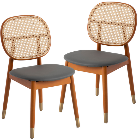 Holbeck Wicker Dining Chair with Upholstered Leather Seat