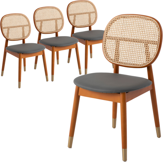 Holbeck Wicker Dining Chair with Upholstered Leather Seat