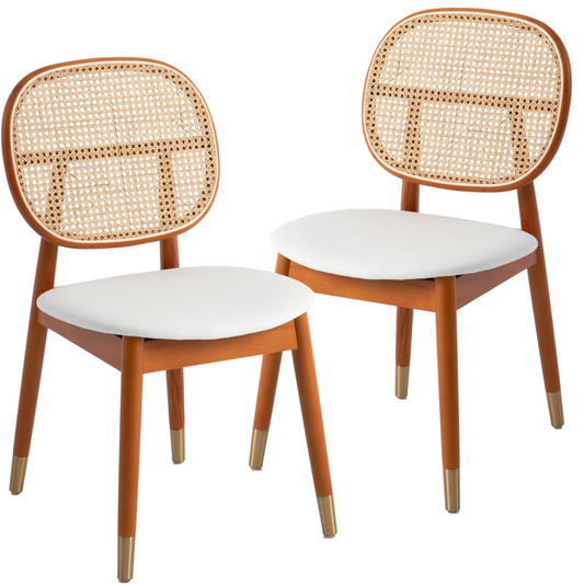 Holbeck Wicker Dining Chair with Upholstered Leather Seat