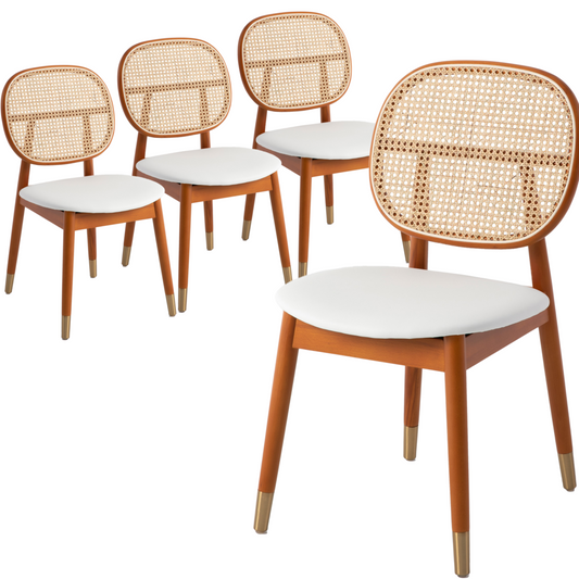 Holbeck Wicker Dining Chair with Upholstered Leather Seat
