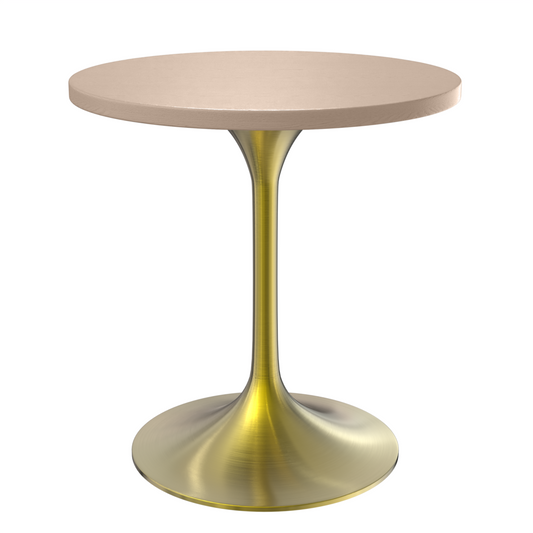 Verve 27" Round Dining Table, Brushed Gold Base with Light Natural Wood MDF Top