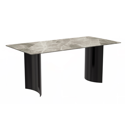 Dining Table Black Stainless Steel Base, With 55 Deep Grey Sintered Stone Top