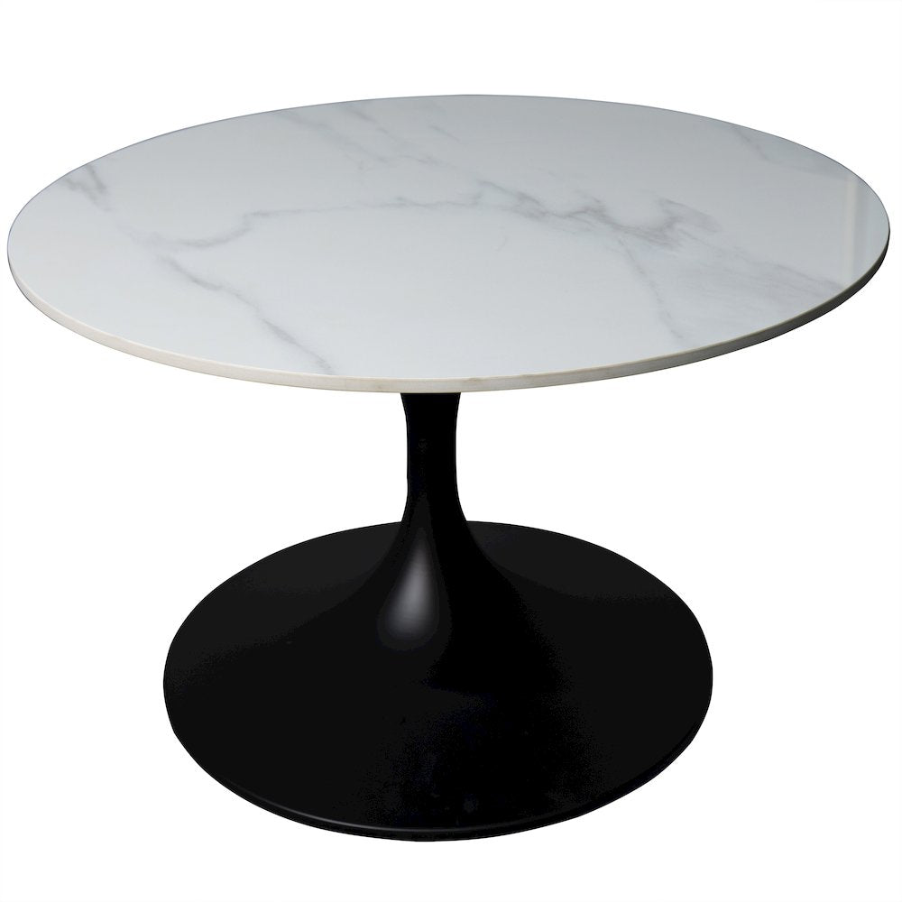 Verve Coffee Table Black base with 27" round Black Sintered Stone top