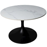 Verve Coffee Table Black base with 27" round Black Sintered Stone top