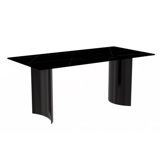 Dining Table Black Stainless Steel Base, With 55 Black/Gold Sintered Stone Top