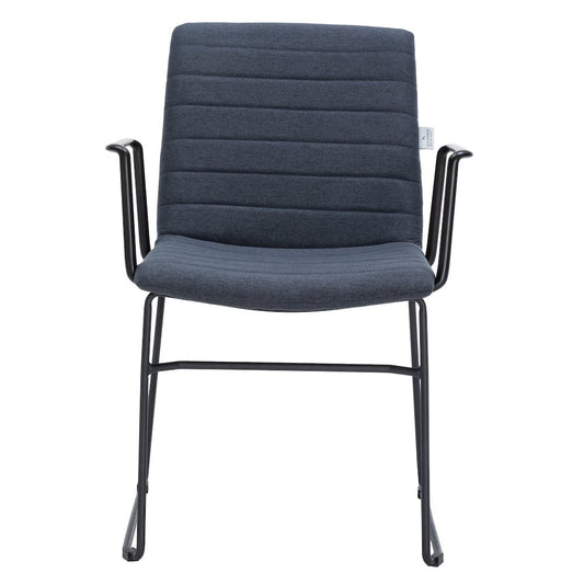 Zylar Series Office Guest Arm Chair in Dark Blue Fabric