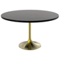 Verve 48" Round Dining Table, Brushed Gold Base with Black MDF Top