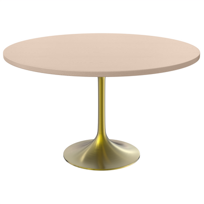 Verve 48" Round Dining Table, Brushed Gold Base with Light Natural Wood MDF Top