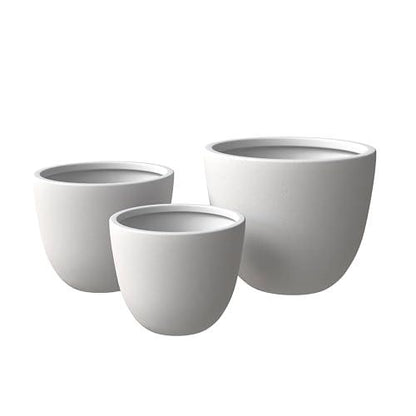 Dahlia Series Poly Stone Planter Set in White