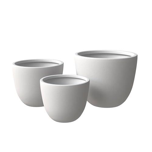 Dahlia Series Poly Stone Planter Set in White