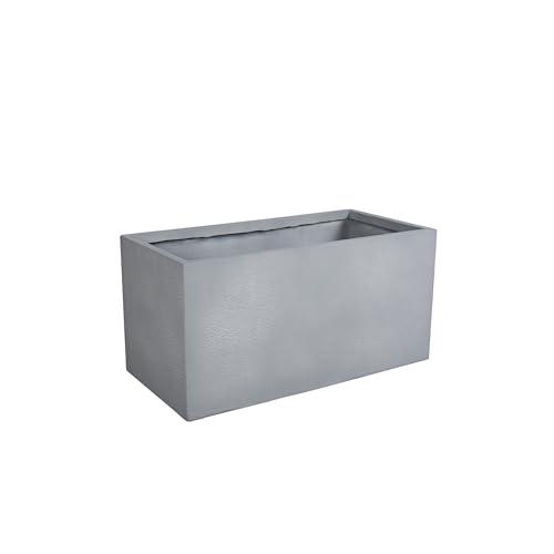 Flora Series Rectangle Poly Stone Planter in Grey 12 x 12, 31.5 Long