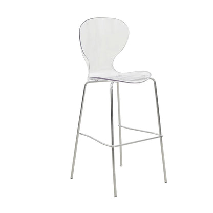 Oyster Acrylic Barstool with Steel Frame in Chrome Finish in Clear