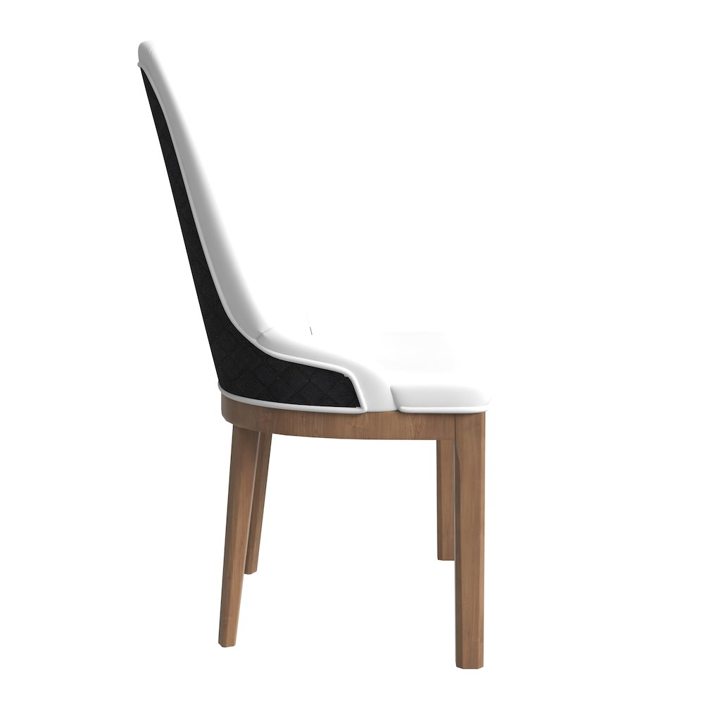 Modern Wooden Dining Chair in Black Fabric with White Front Set of 2