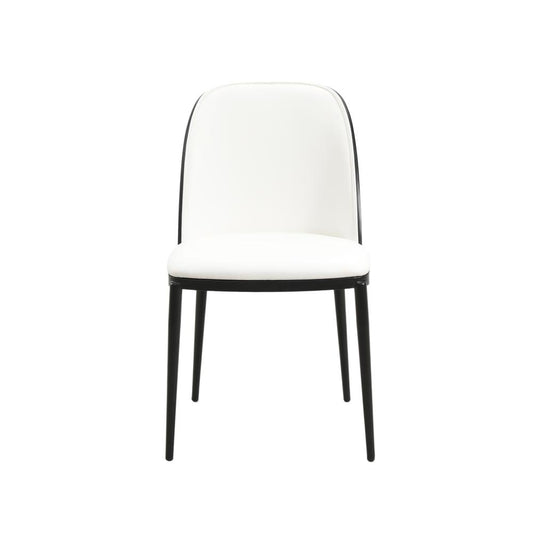 Dining Side Chair with Leather Seat and Steel Frame Set of 4