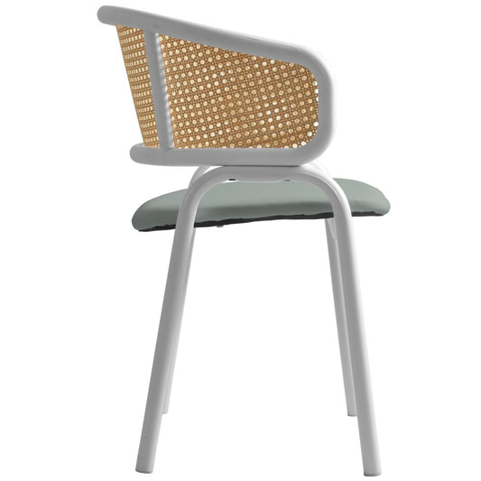 Ervilla - Dining Chair - White frame in Grey Leather