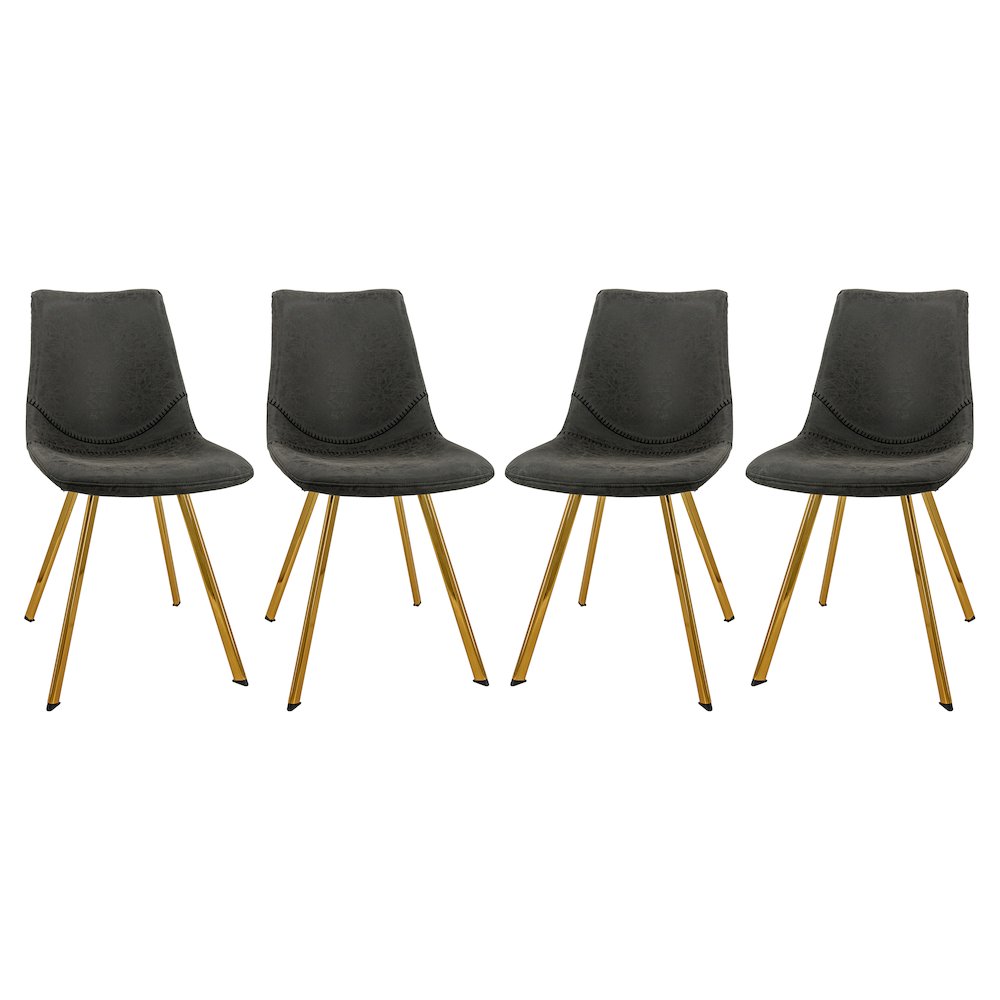 Markley Modern Leather Dining Chair With Gold Legs Set of 4