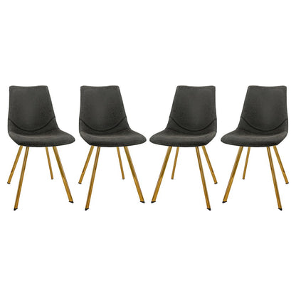 Markley Modern Leather Dining Chair With Gold Legs Set of 4