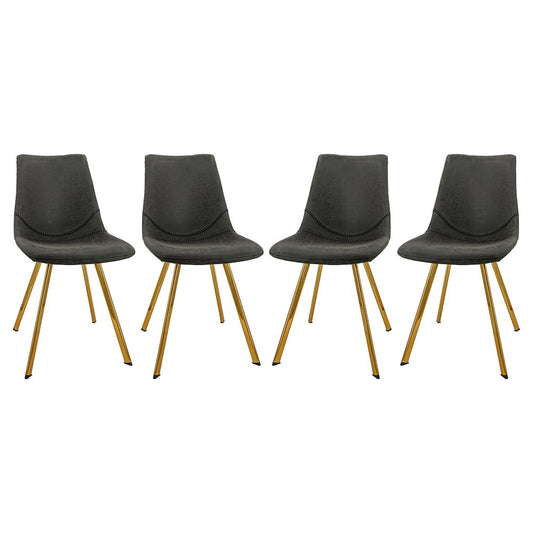 Markley Modern Leather Dining Chair With Gold Legs Set of 4