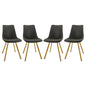 Markley Modern Leather Dining Chair With Gold Legs Set of 4