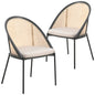 Urbane Collection Modern Dining Chair With Wicker back in Taupe - Set of 2
