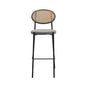Euston Modern Wicker Bar Stool With Black Steel Frame in Grey