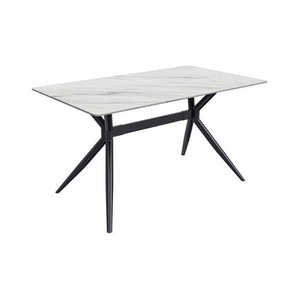 Elega Series Black Stainless Steel Dining Table 55 With White Sintered Stone Top