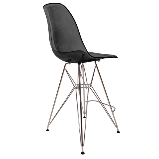 Cresco Modern Acrylic Barstool with Chrome Base and Footrest