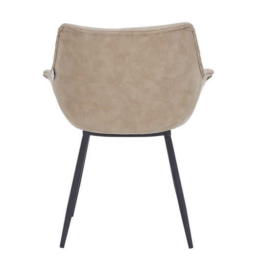 Markley Modern Leather Dining Arm Chair Set of 4 in Taupe