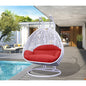 White Wicker Hanging 2 person Egg Swing Chair