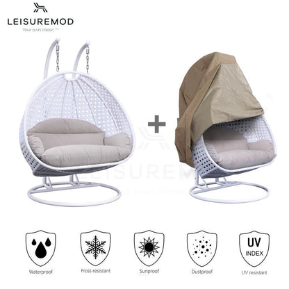 Wicker Hanging 2 person Egg Swing Chair With Outdoor Cover