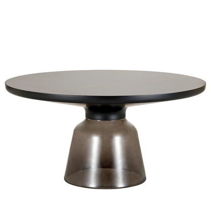 Glass Coffee Table Grey glass, Black Rim Black Sintered Stone Top