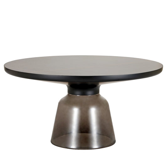 Glass Coffee Table Grey glass, Black Rim Black Sintered Stone Top