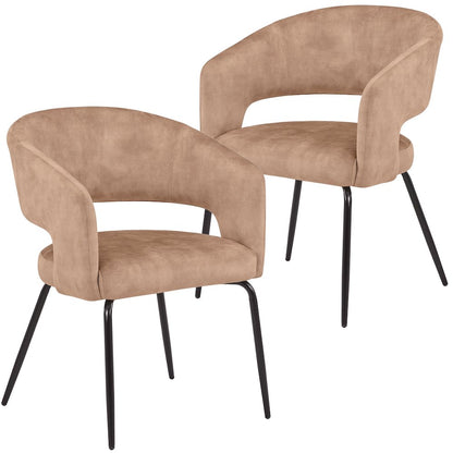 Gavin Series Modern Chair Black Frame in Light Brown Set of 2