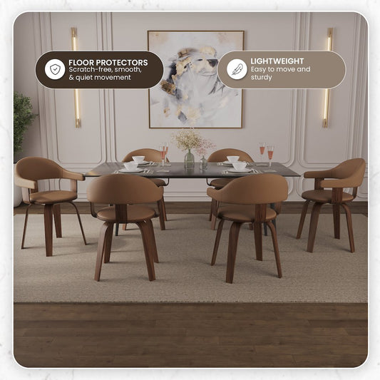 Modern Wooden Dining Chair, Walnut Color Frame in Brown