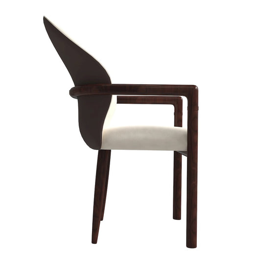 Opaline Series Elegant Wooden Dining Chair in Brown/Cream