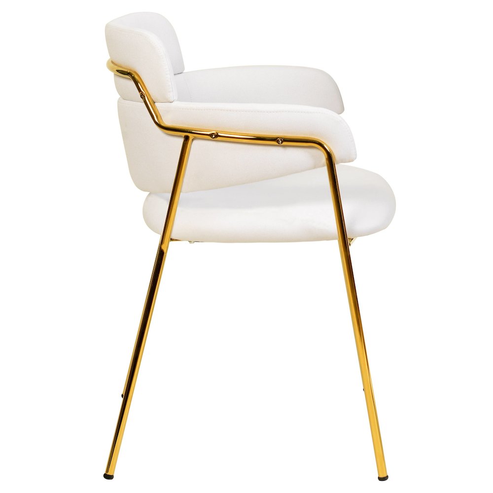 Axis Collection Modern Gold Dining Chair in White - Set of 4