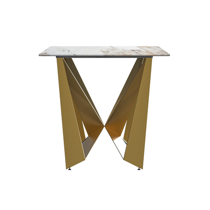 Modern Dining Table with a 55" Rectangular Top and Gold Steel Base