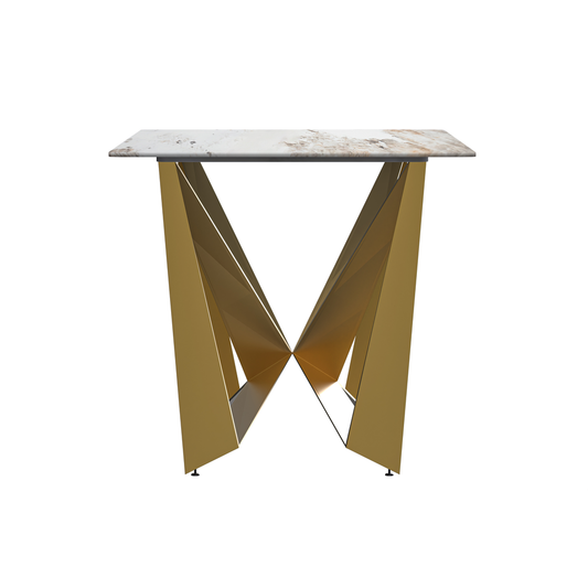 Modern Dining Table with a 55" Rectangular Top and Gold Steel Base