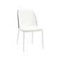 Dining Side Chair with Leather Seat and White Powder-Coated Steel Frame