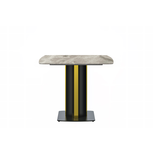 Modern Dining Table Black and Gold Base, With 55 Deep Grey Sintered Stone Top