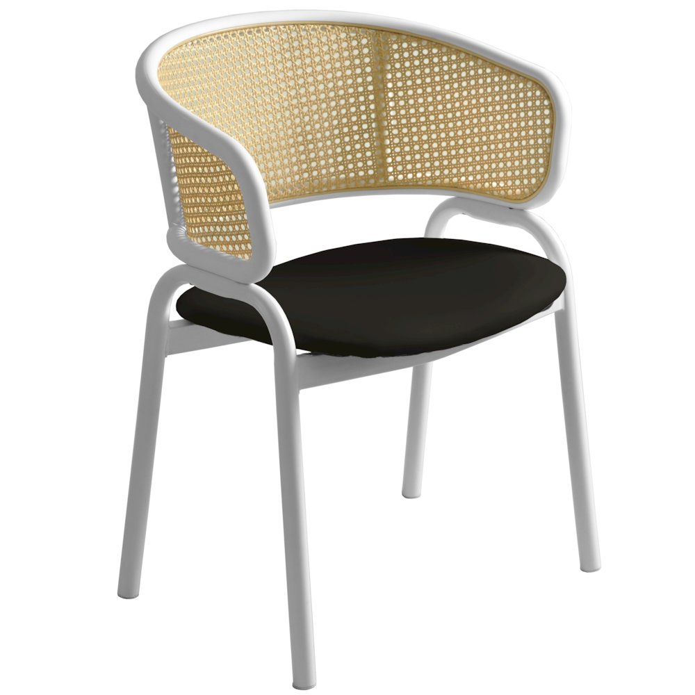 Ervilla - Dining Chair - White frame in Black Leather