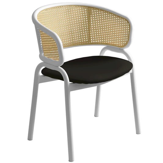 Ervilla - Dining Chair - White frame in Black Leather