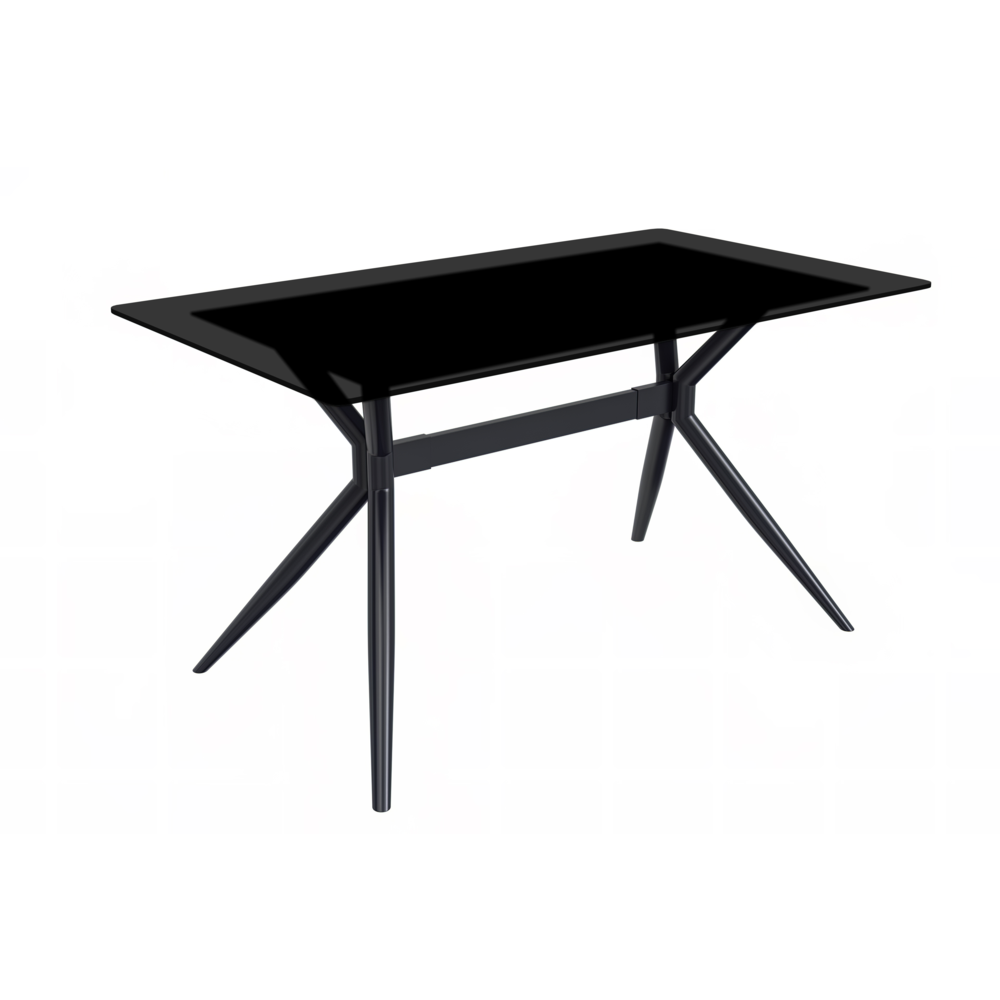 Elega Series Black Stainless Steel Dining Table 55 With Black Glass Top