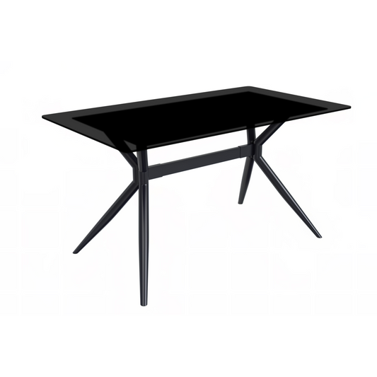 Elega Series Black Stainless Steel Dining Table 55 With Black Glass Top