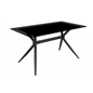 Elega Series Black Stainless Steel Dining Table 55 With Black Glass Top